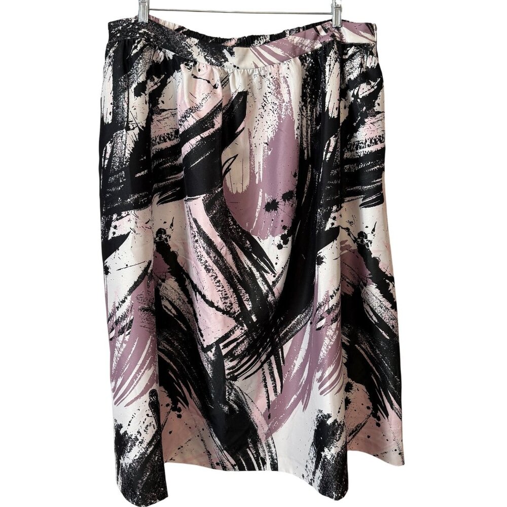 Eloquii Womens Abstract Print Midi Skirt Size 18 Elastic Waist Polyester